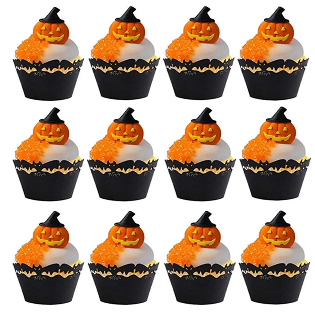 Halloween Cake Border Card Insertion Ghost Festival Party Pumpkin Bat Spider Card Theme Series Halloween Party Supplies - Цвет: Мятно-зеленый