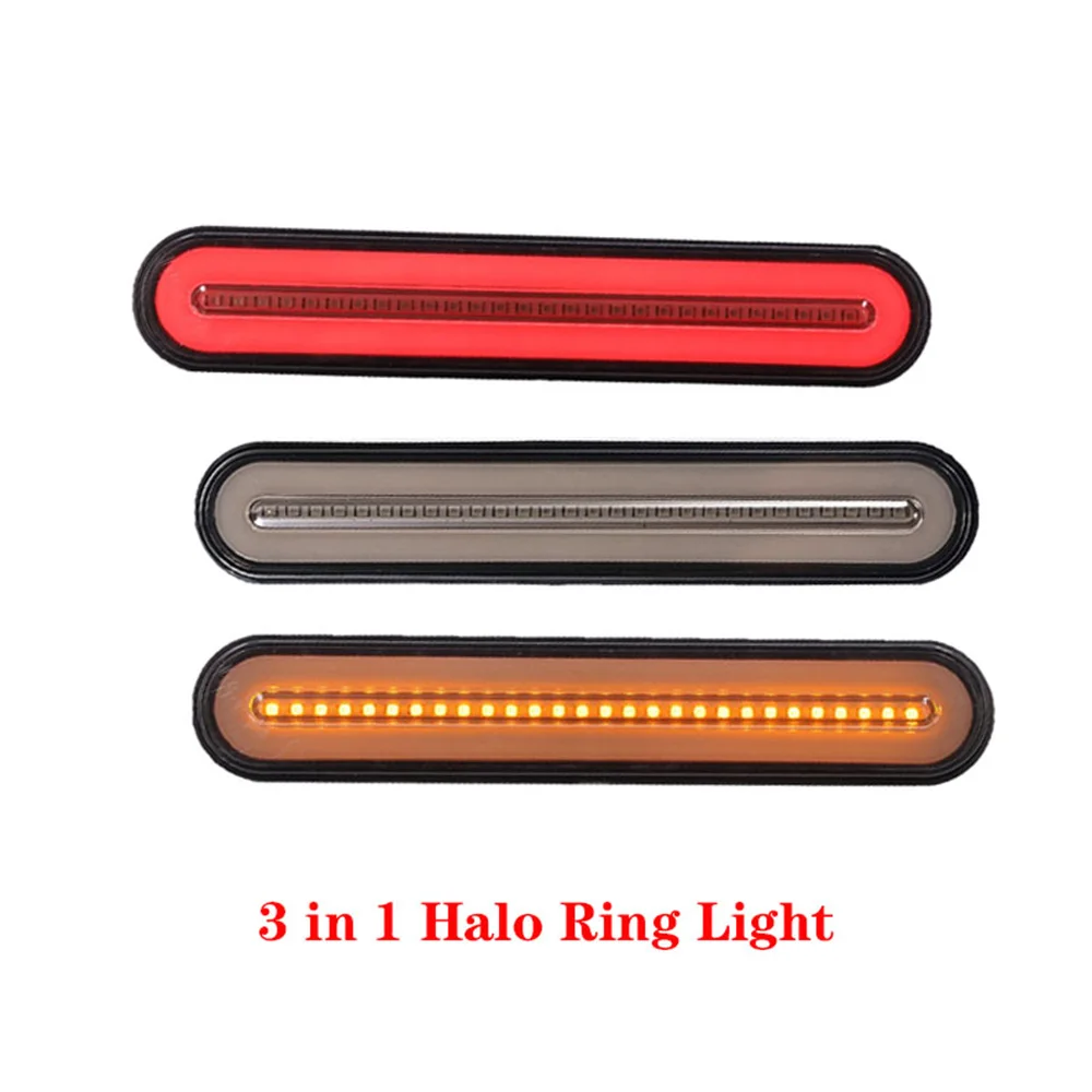 LED guide Trailer Truck Brake Light Waterproof Neon 3 in 1 Halo Ring Tail Brake Stop Light Flowing Turn Signal Light Lamp