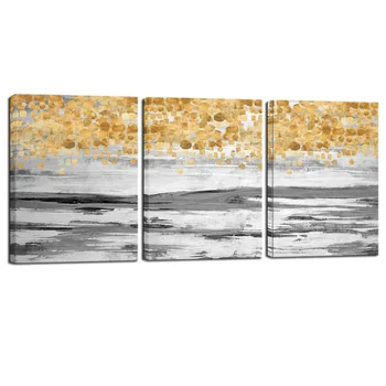 

3 Pieces Canvas Home Decor Modern Painting Abstract Black and Gold Poster Wall Art Painting Living Room Decoration Pictures