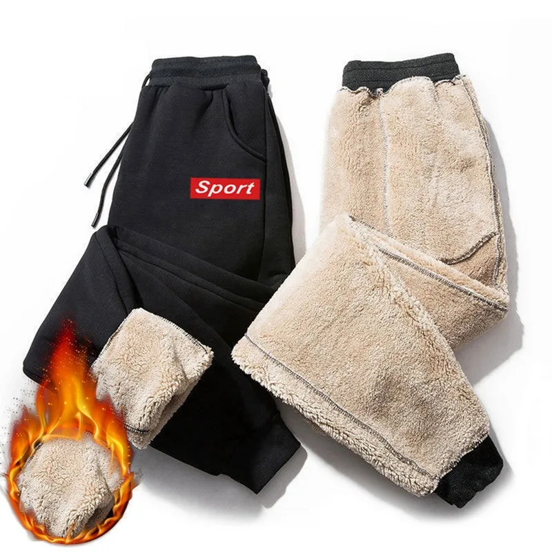 Men's Winter Pants Outside Warm Joggers Thicken Men Sweatpants Heavyweight Streetwear Fleece Trousers Men Pant elephant harem pants