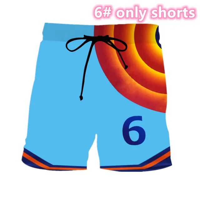 Movie Space Jam 2 Kids Jersey Vest Shirt Shorts Cosplay James Tune Squad Suit Summer Boys Girls Fashion Sportswear Clothes 6Shorts only Shorts