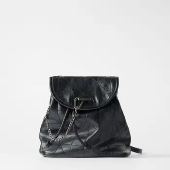 

2019 new women's Bag Black Flip soft Backpack