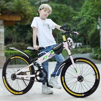 

20inch Mountain Bicycle Youth Style Frame Kids Cycling Bikes New With Water Bottle Bag Steel Double Disc Brake MTB Suspension