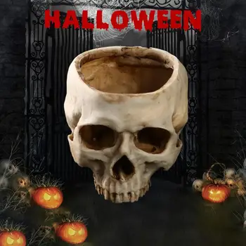 

Resin Skull Head Flower Pot Plant Bowl Container Home Garden Movie Decor