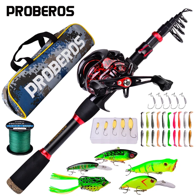 Proberos Fishing Rod & Reel Set 7.2:1 High Speed Baitcasting Reel