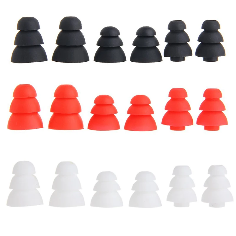 Ivinxy-cubiertas para auriculares de silicona de tres capas, almohadillas para auriculares de repuesto, almohadillas para los oídos, 6 uds.