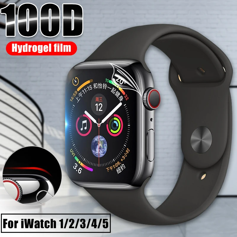 

100D Curved Screen Protector Film For Apple Watch 4 3 2 1 Hydrogel Film For Apple Watch 38mm 40mm 42mm 44mm Protective No Glass
