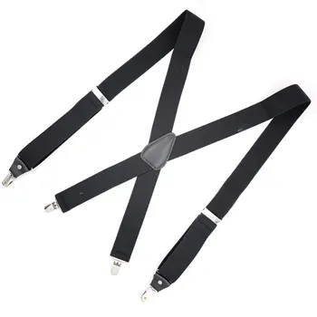 

Fashion Men Women 4 Clips Shirt Stay 3.5cm Trouser Clip-on X-Back Braces Casual Elastic Alloy Metal Head Adjustable Suspenders
