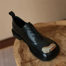  MILI-MIYA Japanese Literary Retro Pumps Round Toe Student Girl Platform Chunky Heels Metal Decoration Spring Autumn Shoes Black 