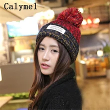 Calymel, женская шапка бини, удобная зимняя шапка, большая шерстяная шапка, новая вязаная шапка, бархатная утолщенная теплая шерстяная шапка Skullies