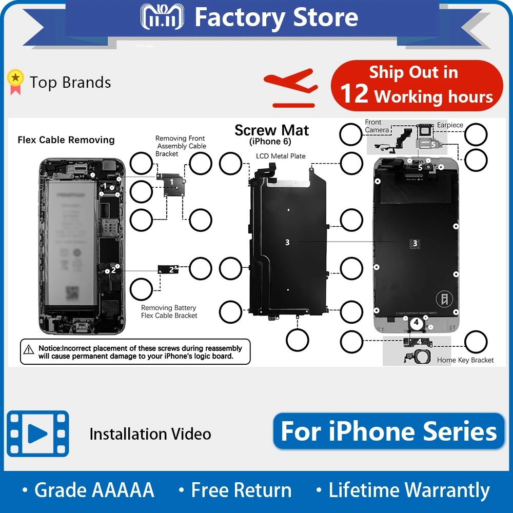 Part Chart No Magnetic Screw Mat For Iphone 5 5s 5c Se 6 Plus 6s Plus Work Guide Mat Pad Professional Plate For Iphone 7 8 Plus Repair Tool Sets Aliexpress