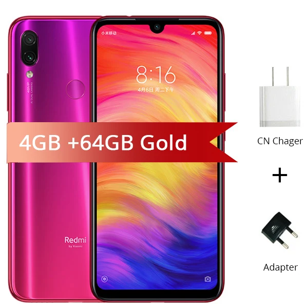 Gold Глобальный Встроенная память Xiaomi Redmi Note 7 Note7 4 GB 64 GB Snapdragon 660 4000 мА/ч, 48MP камеры 6," Тип C полная Экран смартфон - Цвет: Gold