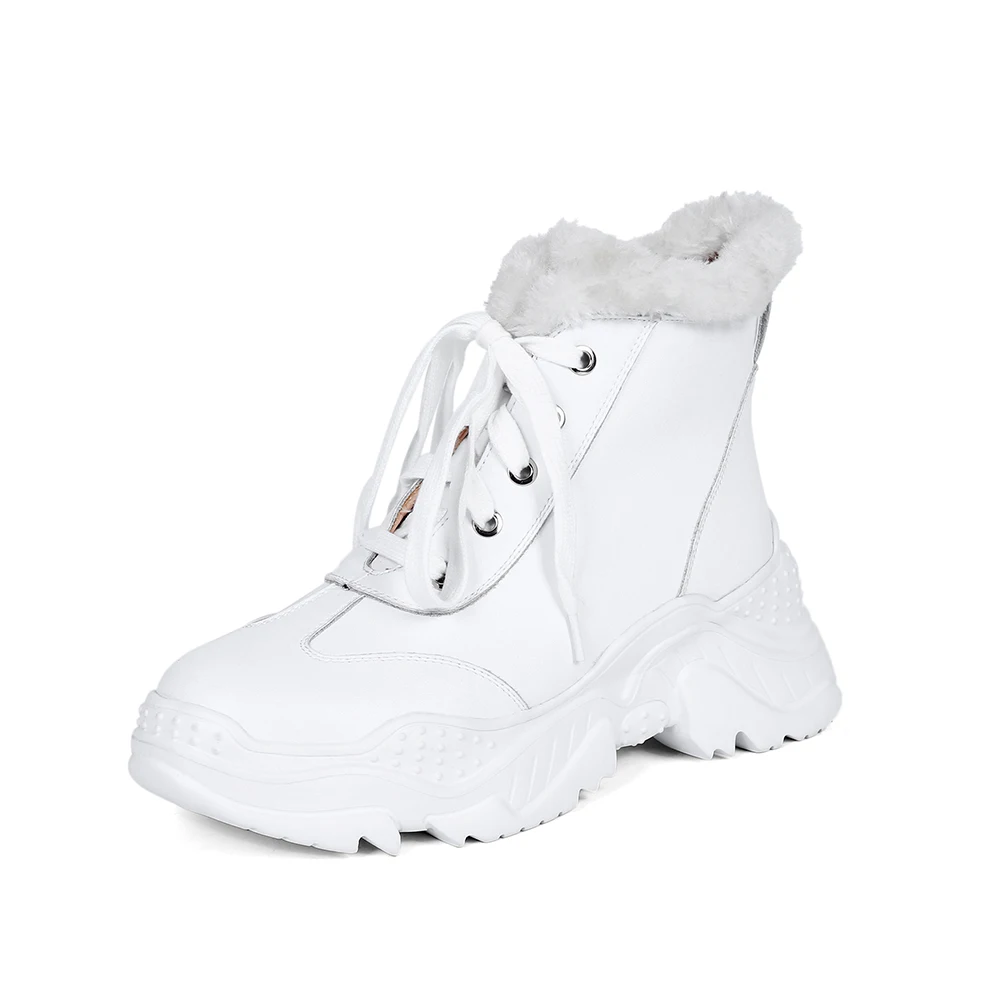 White SOPHITINA/Новые однотонные ботинки из высококачественной натуральной кожи; модная дизайнерская Удобная теплая обувь с круглым носком; женские ботильоны; MO375 - Цвет: White