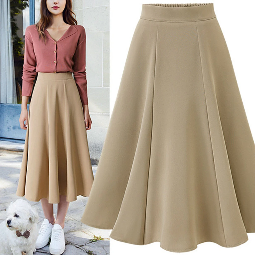 FREE OSTRICH 2019 Women Long Pleated Skirt High Waist Casual Party Cotton Thin Solid Solid Color Plus Size Loose Skirts 920