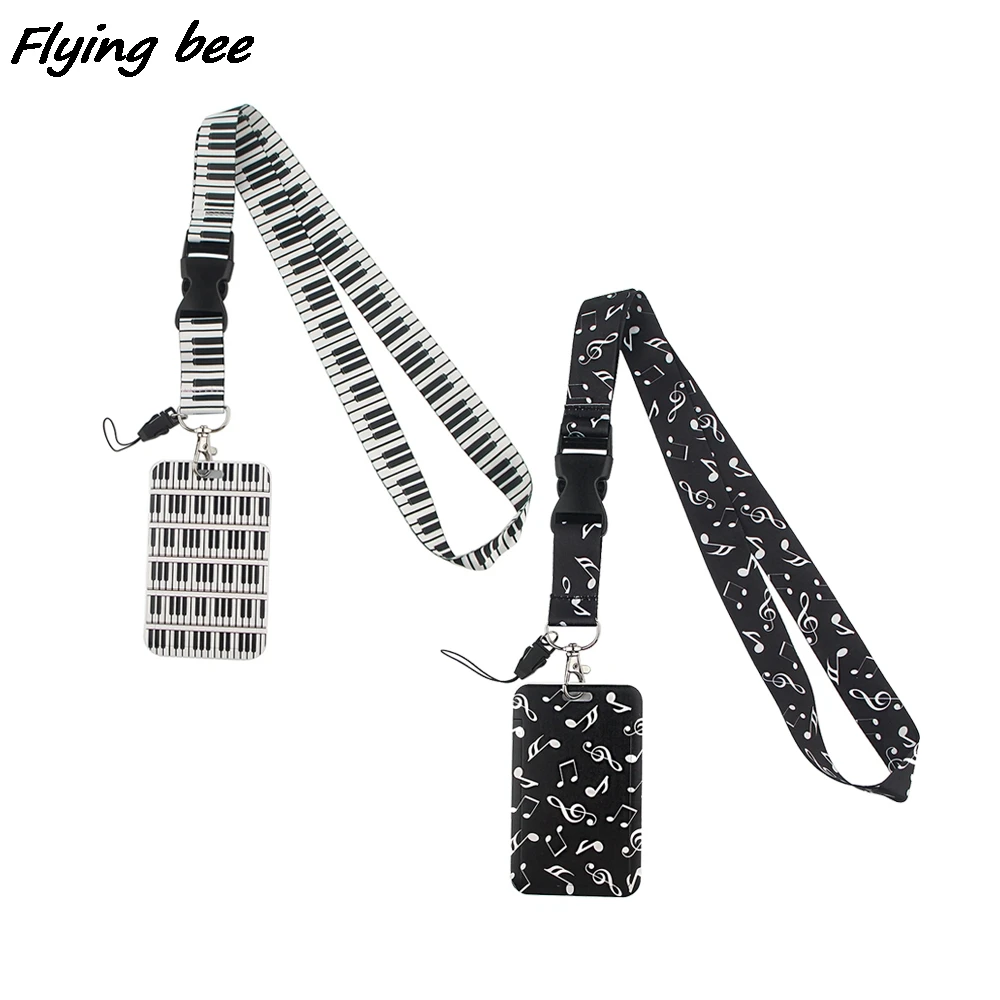 

Flyingbee X1386 Black And White Keys Note Lanyard Credit Card ID Holder Bag Student Travel Bank Bus Business Card Cover Badge