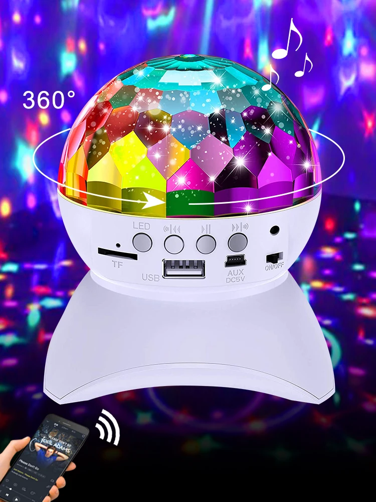 Диско-лампа Беспроводная с Bluetooth-динамиком светодиодный RGB-светильник для