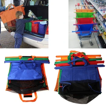 

4 Pack Reusable Trolley Bag Shopping Cart Trolley Bag Reusable Grocery Cart Bag for Hot or Cold Groceries Storage Shopping Bag