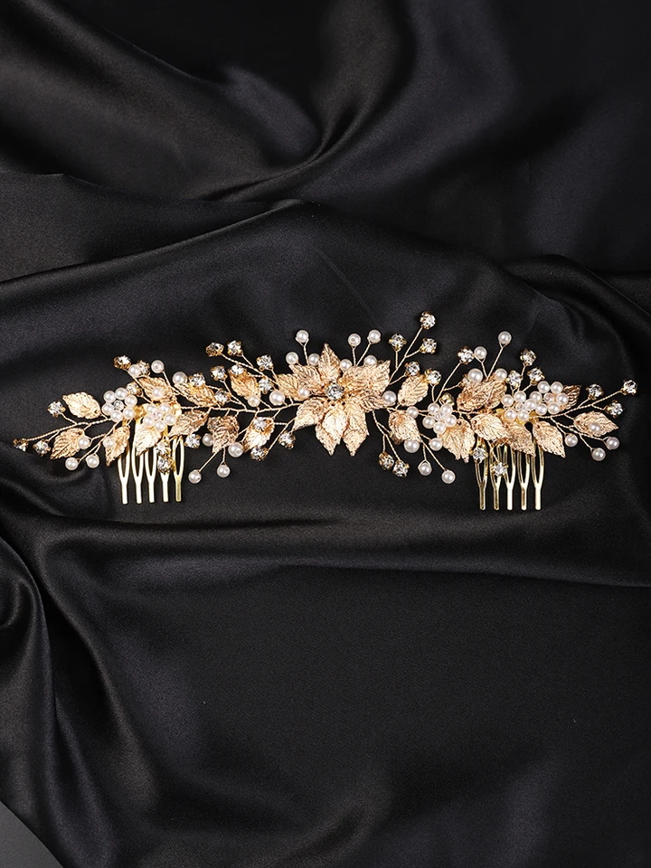 Pettine Per Capelli Da Sposa Con Fiori E Strass - Accessorio Elegante Per Matrimonio E Feste - YAZILIND