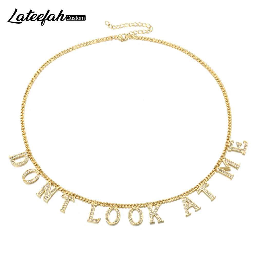 Lateefah Personality Arabic Name Necklace Alloy Alphabet Letter Chain Clavicle Choker Necklace Handmade Women Girl Gift Jewelry sisters mother and daughter alloy drip oil butterfly necklace clavicle chain gold