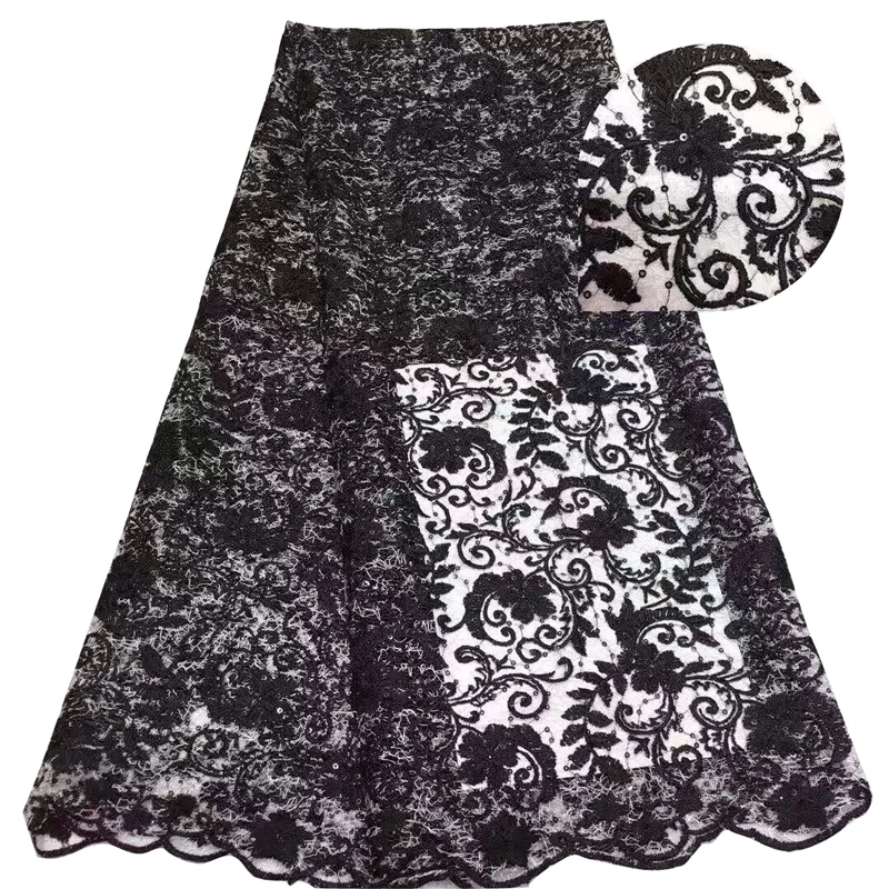 Новое поступление африканская кружевная ткань с блестками красивая вышитая мягкая тюль швейцарская вувуаль кружевная ткань для вечернего платья - Цвет: 01