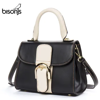 

BISONJS Luxury Handbags Women Bags Designer Cowhide Leather Women Shoulder Bag Fashion Lock Female Handbag bolsa B1410