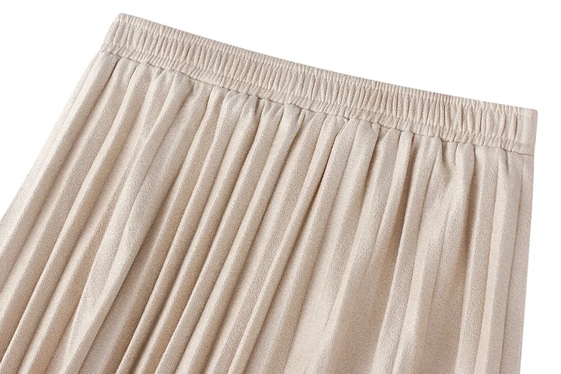 Яркие замшевые длинные плиссированные юбки, осенние корейские драпированные бархатные трапециевидные плиссированные укороченные длинные юбки