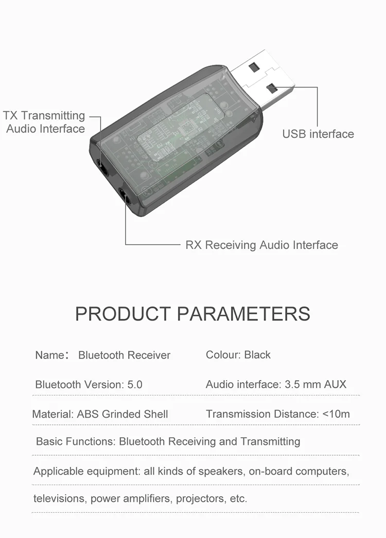 McGeSin BT-TX5 Bluetooth-приемник-передатчик 5.0 Аудио-приемник 3.5mm Разъем 2 в 1 Bluetooth-адаптер AUX USB для телевизора Автомобильный динамик