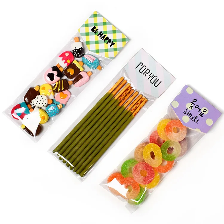 20pcs Transparent Plastic Candy Bag Chocolate Finger Cookie Sticks Packing Bag Party Decoration Gift Plastic Bags