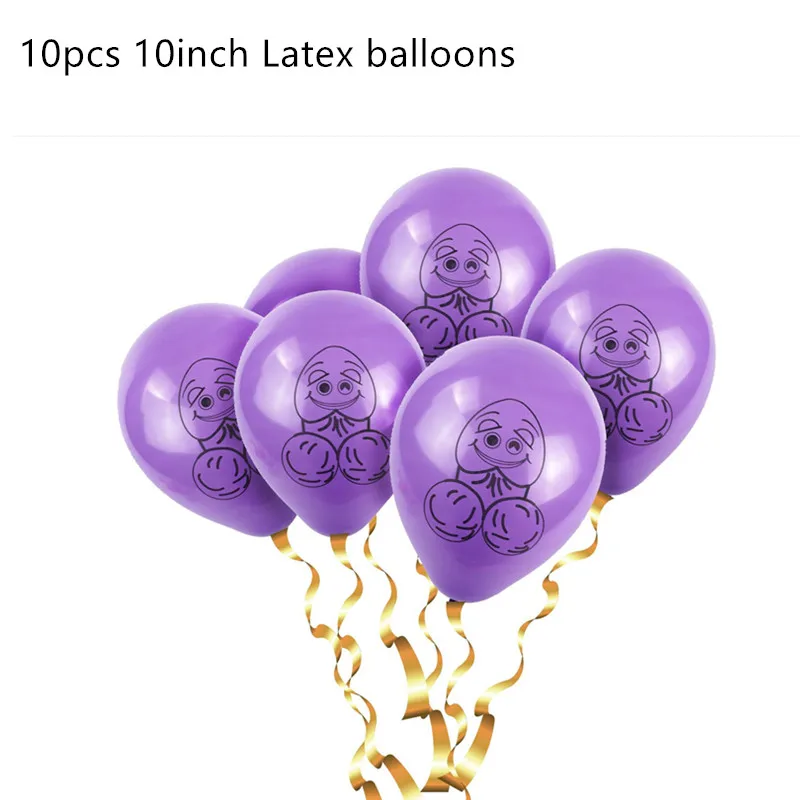 10pcs purple Украшения для девичника тот же пенис навсегда воздушный шар невесты быть баннер гирлянда для девичника курица вечерние Mr Mrs Свадебные украшения - Цвет: 10pcs purple