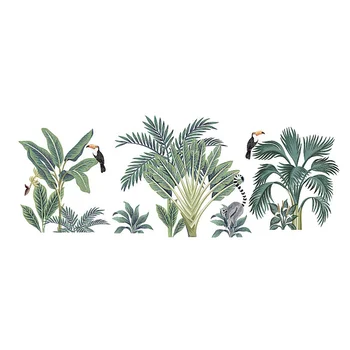 

Cartoon Tropical Bird Plant Wall Decal Free Collage Home Wall Sticker Kids Room Background Wall Decor