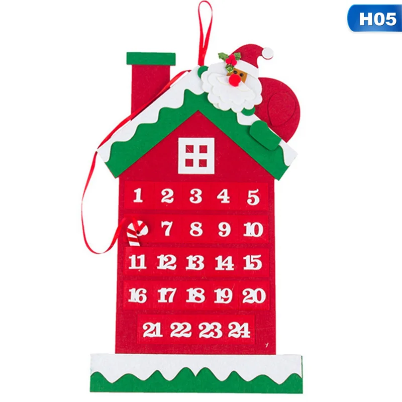 Wall Hanging Pendants Family Decoration Christmas Old Man Snow Man Deer Calendar Advent Countdown Calendar For Home Decor