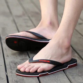 

2019 New Beach Men's Slippers Men Casual Summer Stripe Flip Flops Shoes Sandals Male Slipper Flip-flops Non-slide Male Slippers
