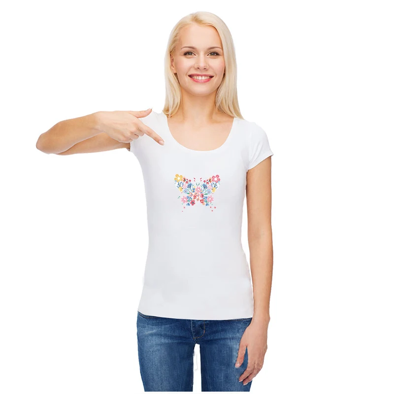 Heat Transfer Vinyl Flower Butterfly Iron On Patch Clothing Diy A-level Thermal Stickers Clothes Striped Easy To Wear