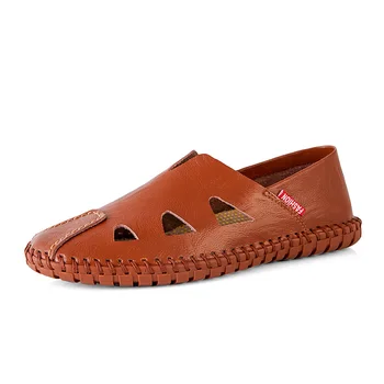 

New Men's Casual Shoes Genuine Leather Shoes Lightweight Comfortable Mens Loafers Summer Breathable Slip-on Driving Shoes 38-48