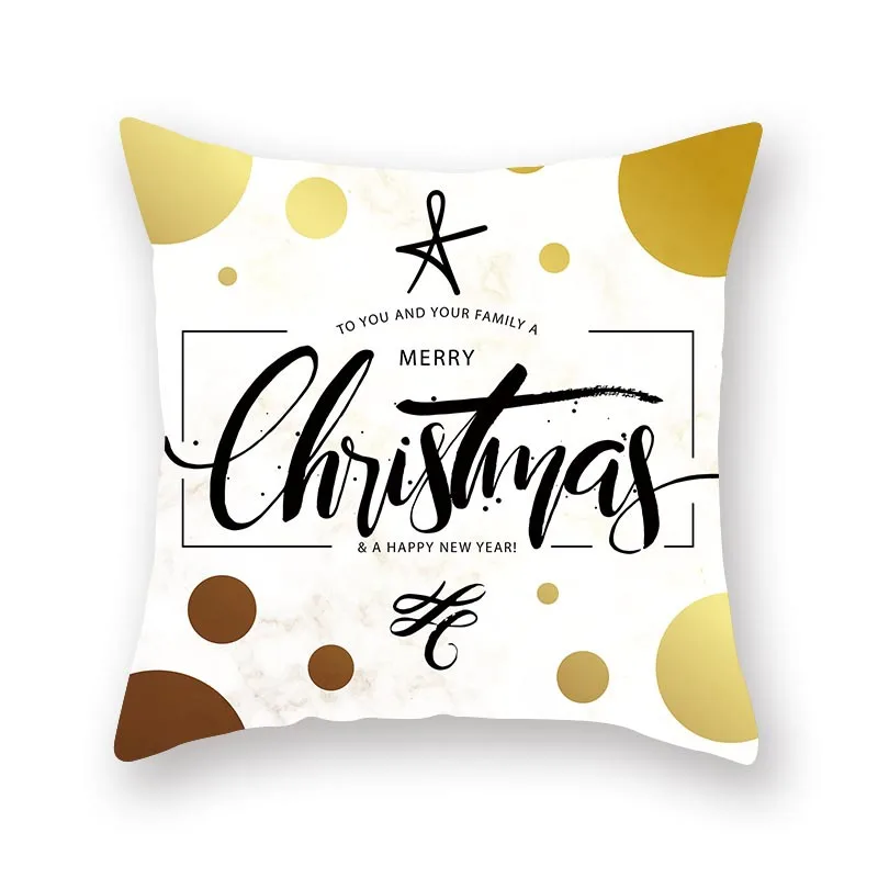 Новогодний хлопковый/полиэстеровый Рождественский чехол для подушки, Рождественский Декор для дома, наволочки с золотым принтом, новинка, рождественский подарок