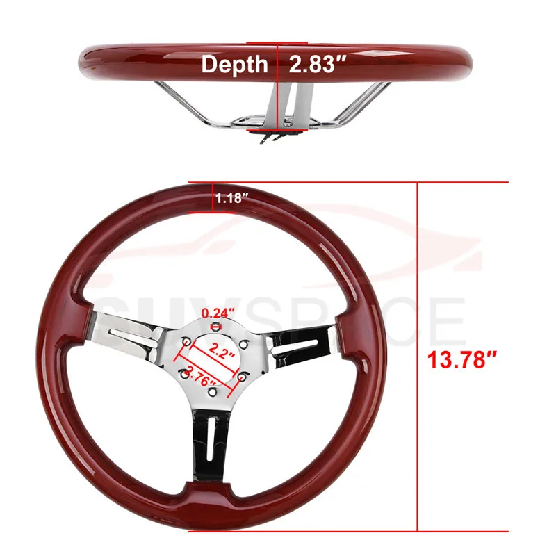Абсолютно новое 350 мм 14 дюймов универсальное классическое рулевое колесо Дерево 6 отверстий