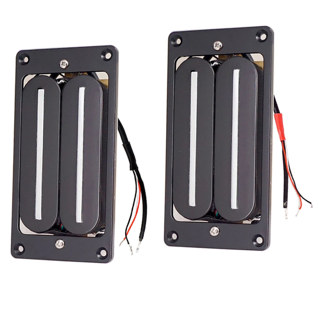 Wired Dual Rail Humbucker Pickup Neck + Bridge Pickups Set for Electric Guitar, Black