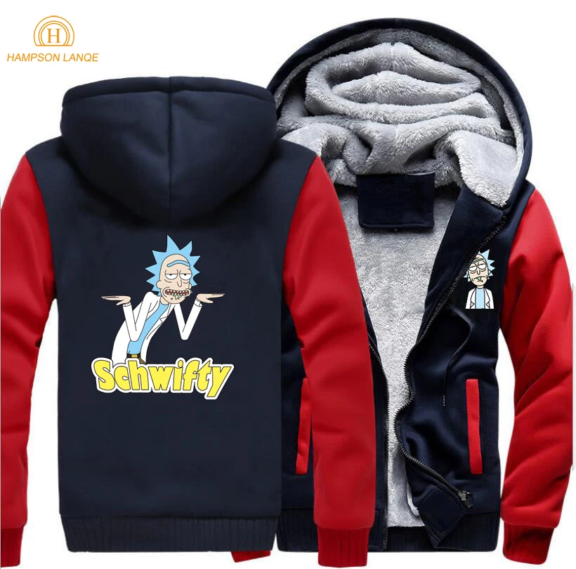 Аниме Мужская Толстая зимняя Флисовая теплая куртка Рик и пальто Морти Schwifty пальто толстовка флисовые толстовки спортивная куртка с капюшоном