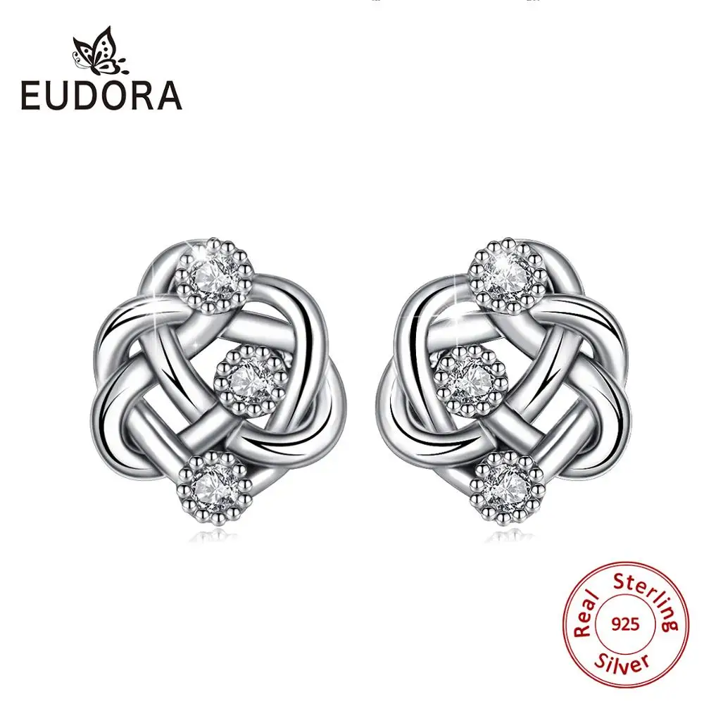 

EUDORA 100% 925 Sterling Silver Infinite universe Stud Earrings with AAA Cubic Zirconia for Women Fashion Jewelry with box E111