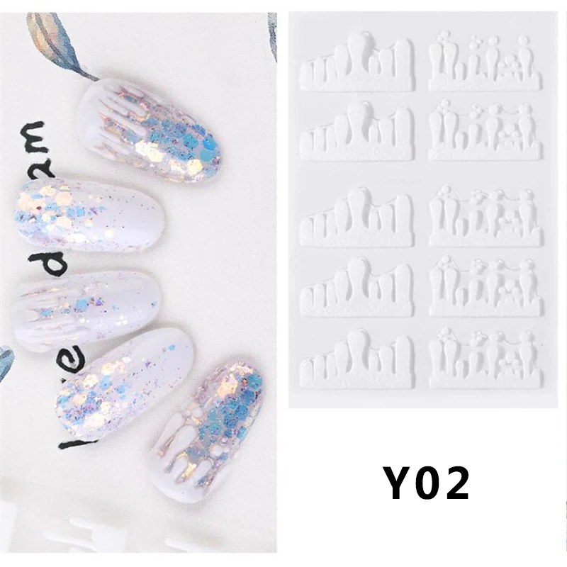 Nail Art Стикеры 5D акриловые Выгравированные лента самоклеящаяся передачи пленки наклейки для маникюра украшения для кончиков ногтей - Цвет: 02