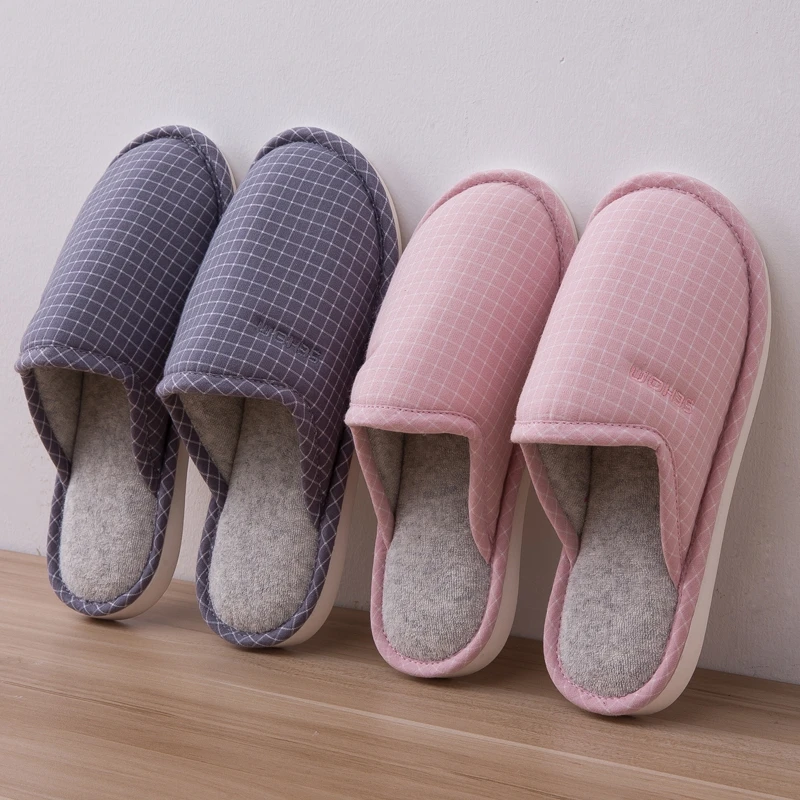 

Litthing Autumn Winter Women Indoor Slippers New Warm Cotton Slippers Couple Soft Bottom Floor Non-slip Unisex Home Shoes