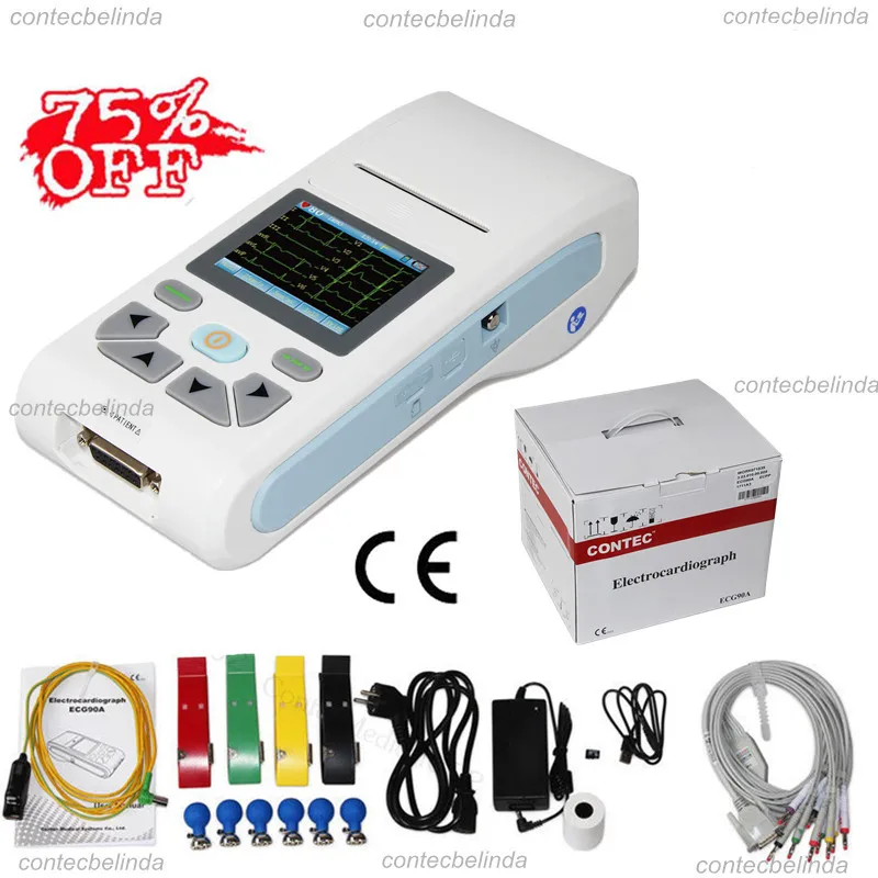 CONTEC CE Touch Screen 12-Channel ECG/EKG Machine Electrocardiograph, PC software (download online) ECG90A