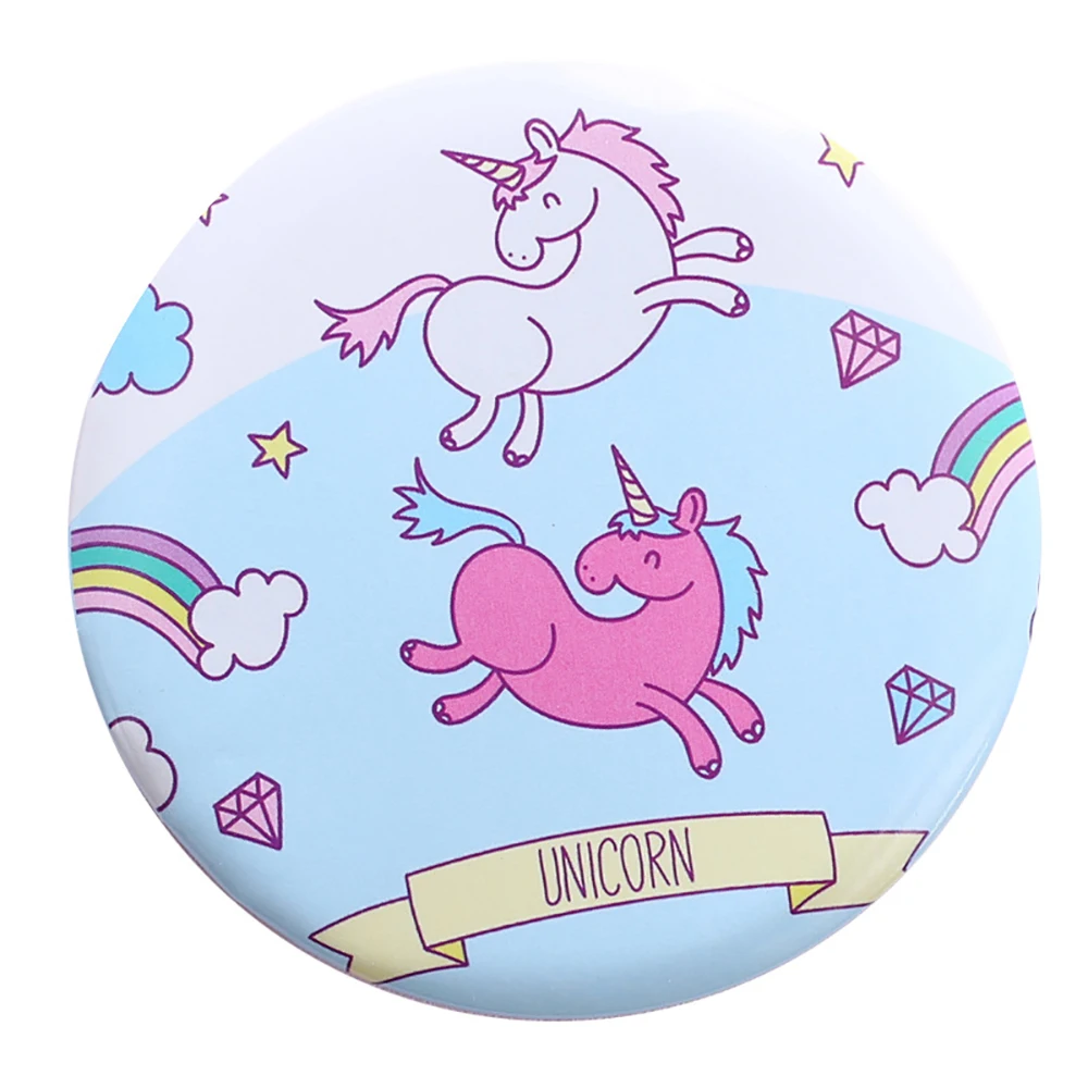 Случайный стиль креативный подарок мини пигмент Unicorn с зеркальным эффектом портативное дамское карманное круглое милое мультяшное зеркало для макияжа
