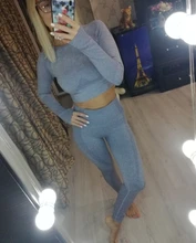 Gym Clothing Leggings Sportswear Crop-Top Yoga-Set Fitness Long-Sleeve Seamless Workout