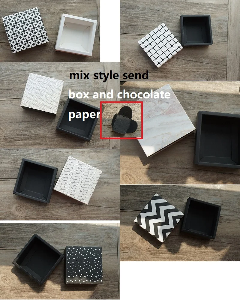 box chocolate paper 8,9*8,9*3,5 см черно-белая классическая Смешанная стильная Подарочная коробка для шоколада 10 комплектов конфетных коробок на День святого Валентина DIY ручной работы для использования на свадьбе - Цвет: box chocolate paper