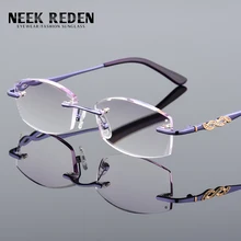 Фиолетовые женские Стразы, Пресбиопия, стекло es, высокое качество, алмазная резка, для чтения, стекло для глаз es, без оправы, увеличительные защитные очки, Смотровое стекло