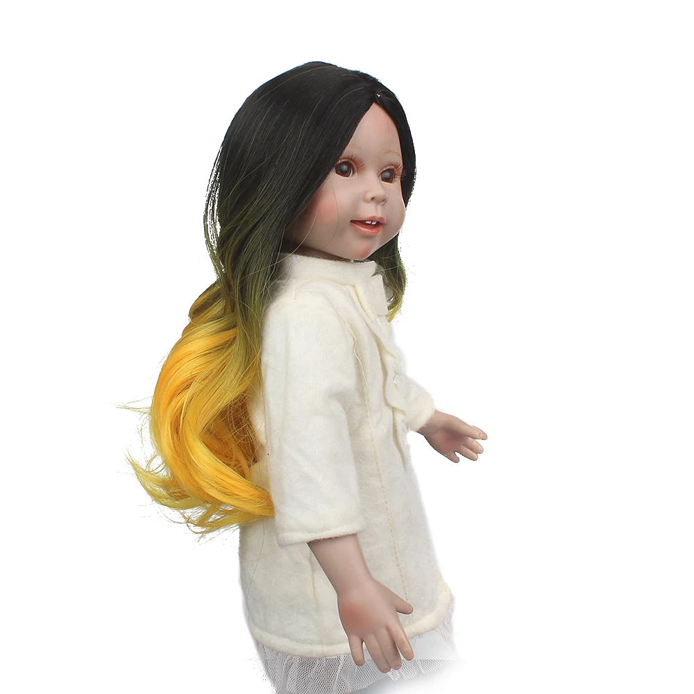 Aidolla кукольный парик, желтый черный длинные волнистые кудрявые Жаростойкие кукольные парики для 18 дюймовых кукол