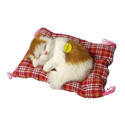 Yellow White Имитация спящего кота игрушка плюшевая мягкая игрушка пресс моделирование звук животных милые куклы, детский подарок дом деко - Цвет: Yellow White