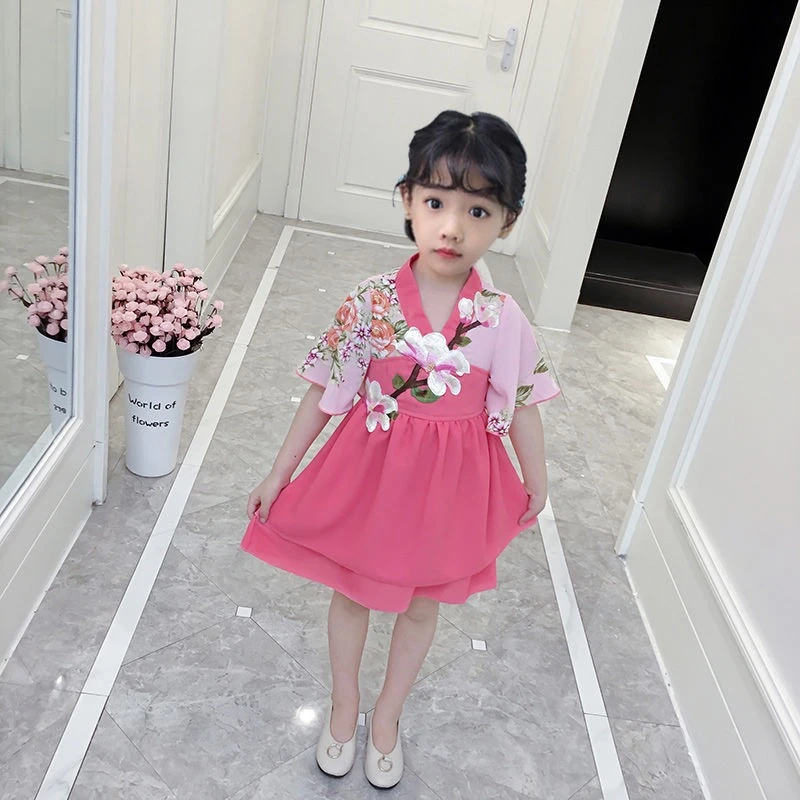 Las niñas vestidos de verano 2020 nuevo Floral patrón de estilo chino de la  rodilla longitud vestido de princesa 1 15 años de la ropa de los niños| Vestidos| - AliExpress