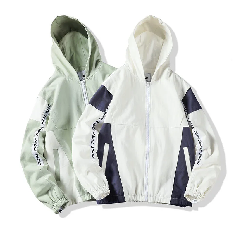

UYUK 2020 Autumn And Winter Models Wild Trend Temperament Loose Casual Stitching Contrast Color Zipper Hooded Jacket Masculina